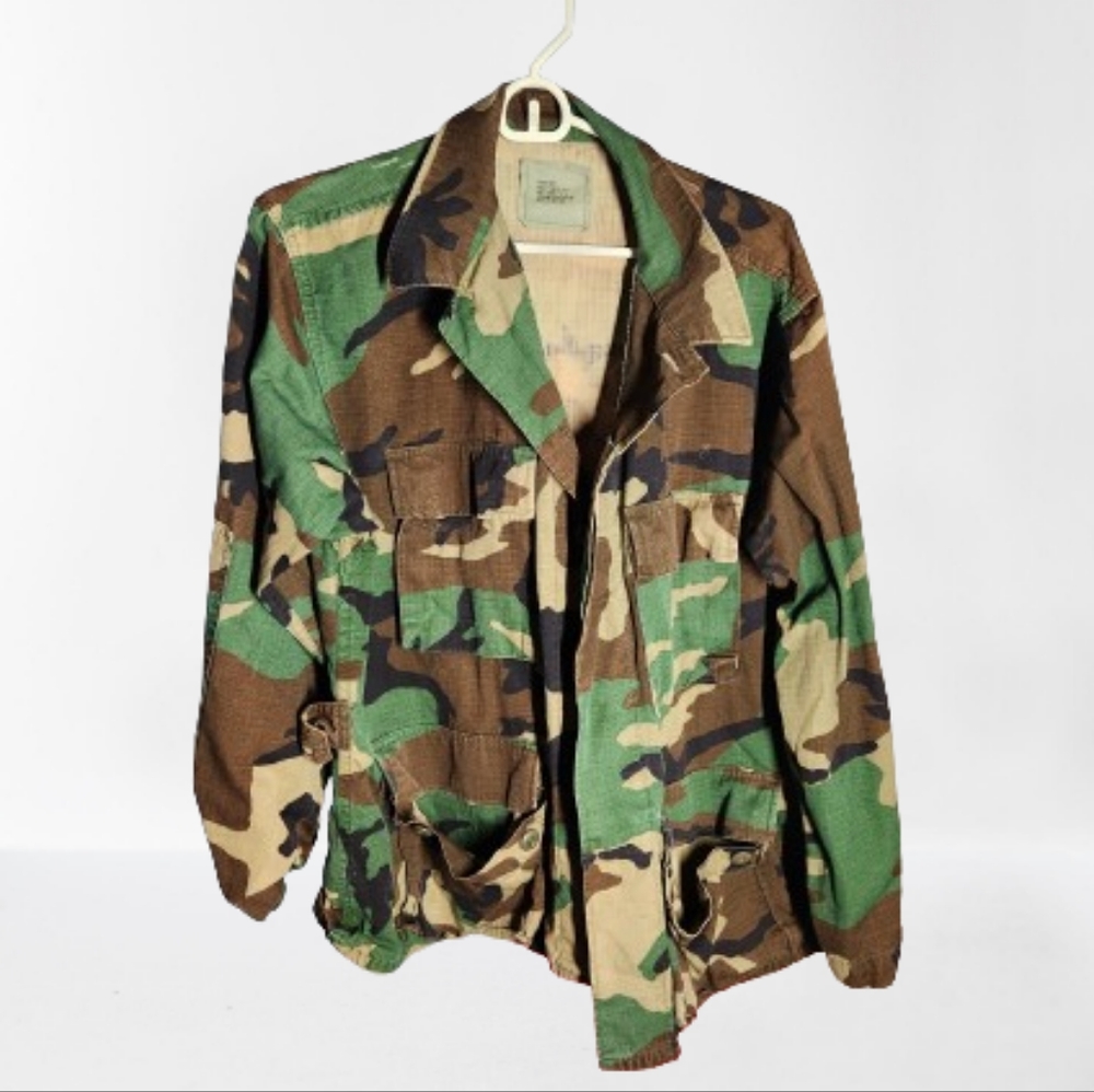 Men's Medium Army Shacket Camouflage Green Brown Vintage 90s Camo Grunge Punk